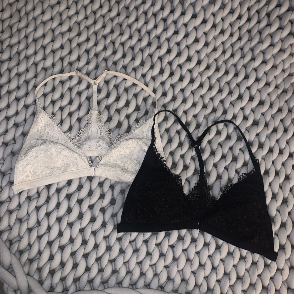 VS Lace Bralette Set - Black and White
